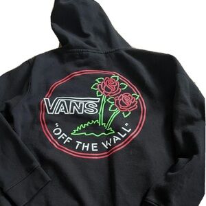 Vans off the Wall Roses hoodie black Sz Youth Sz XLPullover Long Sleeve Skate